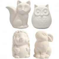 Animal Saving Banks, H: 9-10, 4 pcs, white [HOB-50569]