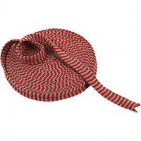 Knitted Tube, W: 22 mm, 10 m, christmas red/grey [HOB-53121]