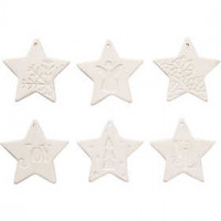 Hanging Ornaments, size 7x7 cm, thickness 6 mm, 6 pcs, white [HOB-555150]