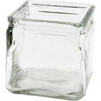 Square Candle Holder, size 10x10 cm, H: 10 cm, 12 pcs [HOB-55786]