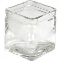Square Candle Holder, size 7.5x7.5 cm, H: 8 cm, 12 pcs [HOB-55814]