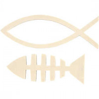 Wooden Fish, H: 4.5+5.5 cm, W: 12.5+15.8 cm, 1 set, plywood [HOB-56150]