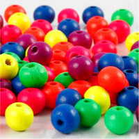 Neonmix Wooden Beads, D: 8 mm, hole size 2.5 mm, 12 g, neonmix [HOB-566931]