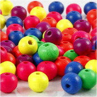 Neonmix Wooden Beads, D: 8 mm, hole size 2.5 mm, 500 g, china berry [HOB-56693]