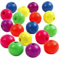 Neonmix Wooden Beads, D: 10 mm, hole size 2.5 mm, 50 g, neonmix, china berry [HOB-566950]