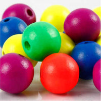 Neonmix Wooden Beads, D: 16 mm, hole size 3 mm, 16 g, neonmix [HOB-566971]