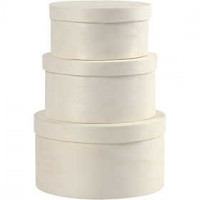 Round Wood Chip Box, D: 10+11+13 cm, H: 5+6+7 cm, 3 pcs, poplar wood [HOB-575180]