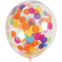 Balloons with Confetti, D: 23 cm, 4 pcs, transparent [HOB-59174]