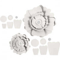Paper Flowers, D: 15+25 cm, 230 g, 2 pcs, white [HOB-599901]