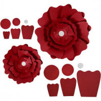 Paper Flowers, D: 15+25 cm, 230 g, 2 pcs, red [HOB-599903]