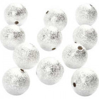 Glitter Bead, D: 12 mm, hole size 1 mm, 20 pcs, silver-plated [HOB-60668]