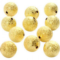 Glitter Bead, D: 12 mm, hole size 1 mm, 20 pcs, gold-plated [HOB-60669]
