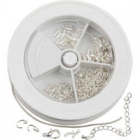 Jewellery Finding Assortment, 1 set, silver-plated [HOB-61365]