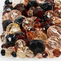 Faceted Bead Mix, size 4-12 mm, hole size 1-2.5 mm, 250 g, golden harmony [HOB-61880]