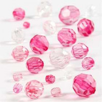 Faceted Bead Mix, size 4-12 mm, hole size 1-2.5 mm, 45 g, pink harmony [HOB-618841]
