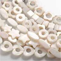 Mother of Pearl Beads, size 15 mm, hole size 1 mm, 8 strands [HOB-63115]