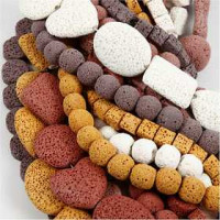 Lava Bead Mix, size 6-37 mm, hole size 1+2 mm, 20 strands, asstd. colours [HOB-63588]
