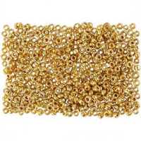 Rocaille Seed Beads, size 15/0 mm, D: 1.7 mm, 500 g, brass [HOB-68671]