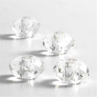 Glass Charm Beads, size 9x14 mm, hole size 4 mm, 4 pcs, crystal [HOB-68944]