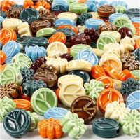 Ceramic Beads, size 7x15 mm, hole size 2 mm, 224 pcs, asstd colours [HOB-69878]