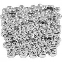 Letter Beads, D: 7 mm, hole size 1.2 mm, 21 g, silver [HOB-699330]
