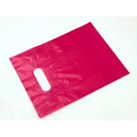 Plastic Carrier Bags Fuchsia 20.3x25.4cm extra strong Patch Handles - PE 45 micron (50 pieces) [H810FU4]