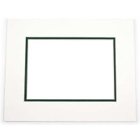 Mount Board Double thick White/dark Green 27.9x35.6cm with 20.6x27cm Window (10 pieces) [MD20211]
