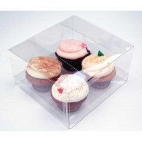 Plastic Gift Boxes for 4 Cupcakes or muffins 19.1x17.8x10.2cm (100 pieces) [CBS177]