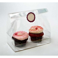 Bags Set for 2 Cupcakes 17.8x10.2x22.9cm with White Insert (100 pieces) [CBG5]