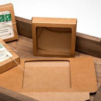 Kraft Gift Boxes 10.5x2.2x10.5cm with loose plastic Window (25 pieces) [WKRS245]