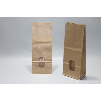 Block Bottom Bags Kraft Brown 10.5x6.5x27.5cm 70 g/m² lined with 30my OPP Foil and clear Window | 500 grams (100 pieces) [PAB1015]