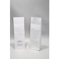Block Bottom Bags Kraft White 10.5x6.5x33cm 80 g/m² with 30my OPP Foil Window | 1kg (100 pieces) [PAB1013]