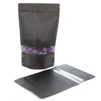 Stand Up Pouches Rice Paper Black with Window 17.1x8.9x28.6cm | 340 grams (100 pieces) [ZBGR4B]