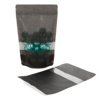 Stand Up Pouches Rice Paper Black with Window 14.9x8.9x23.2cm | 312 grams (100 pieces) [ZBGR7B]