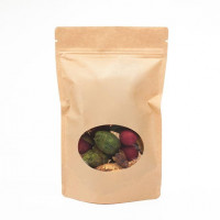 Stand Up Pouches Kraft with oval Window 8x5x13cm | 28 grams (100 pieces) [ZBGO1K]