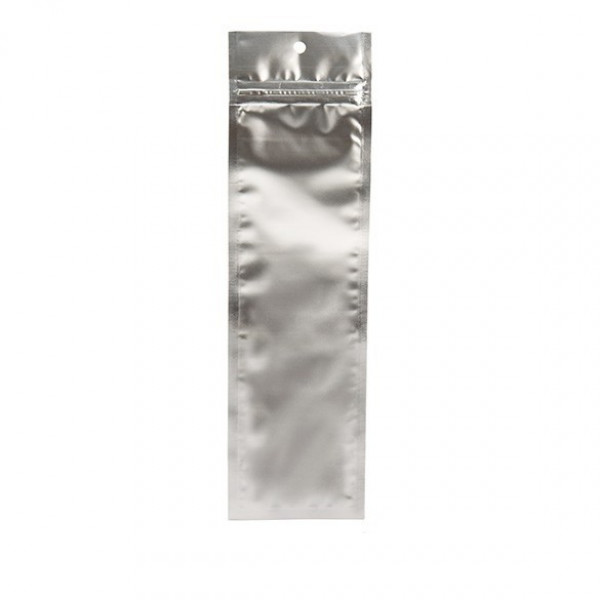 Silver Metallized Hanging Zipper Barrier Bags 6.3 x 22.8 cm (100 Pieces) [HZBB1MS]