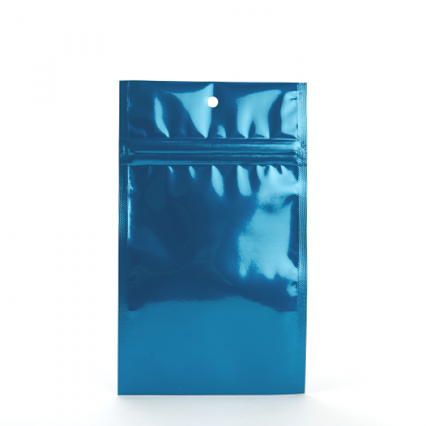 Blue Metallized Hanging Zipper Barrier Bags 12.7 x 20.8 cm (100 Pieces) [HZBB6MBL]