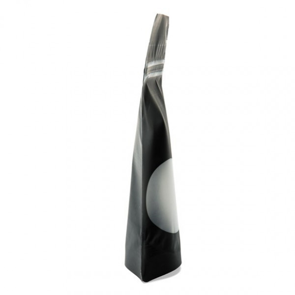 Matte black stand up pouchsideview